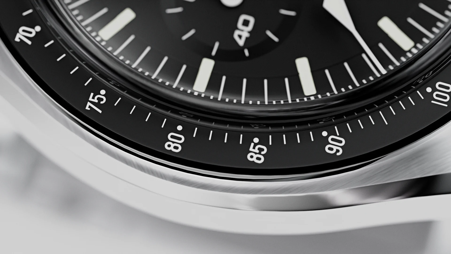Speedmaster case edge, dial and tachymeter markings